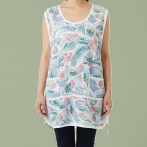 Fashion Seal Womens XL Abstract Brushstroke Apron Tunic Vest Pockets Made in USA